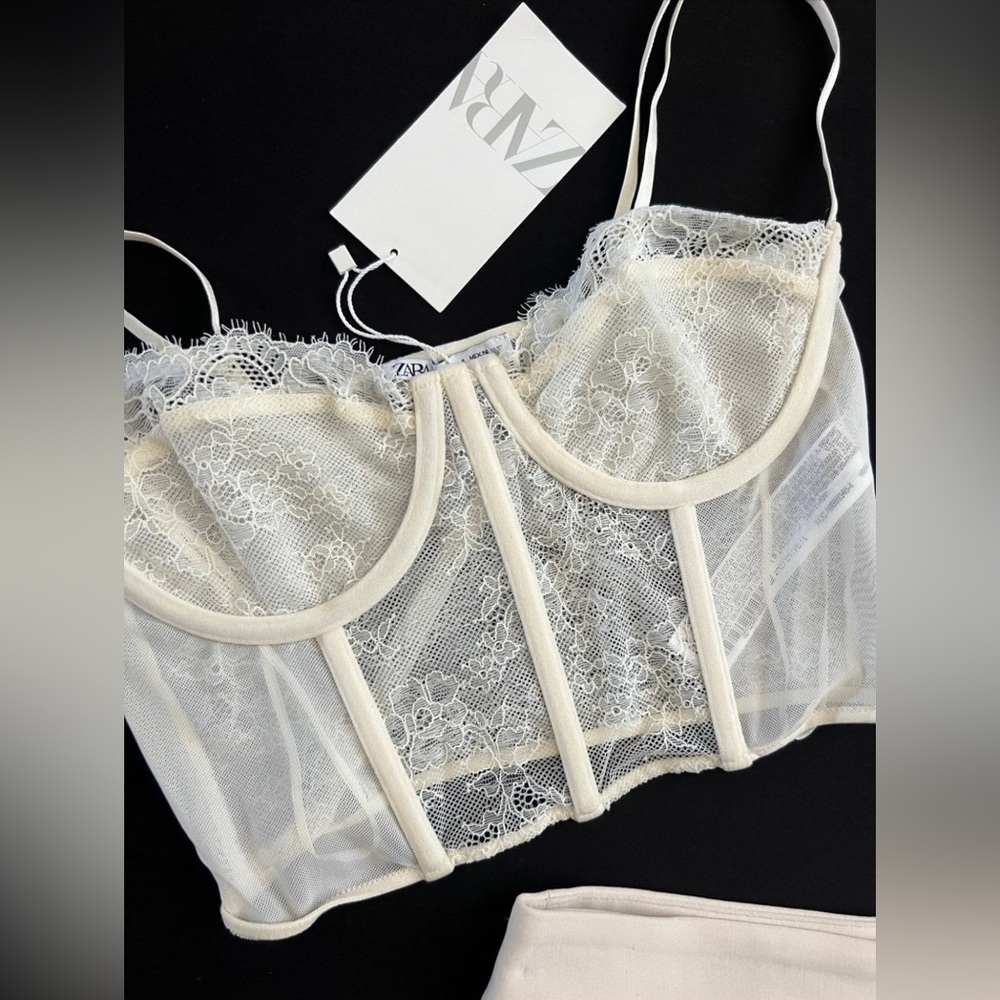 Cream Lace Bustier Top and Pants - Picture 2 of 10